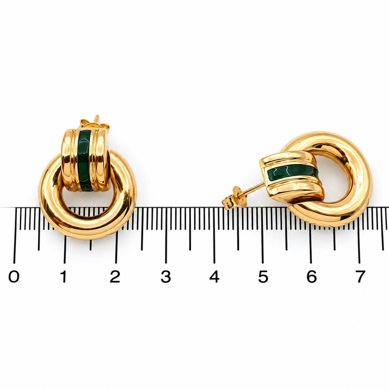 Orecchini - 18 carati Oro giallo, Smalto Verde - Made in Italy - Handmade
