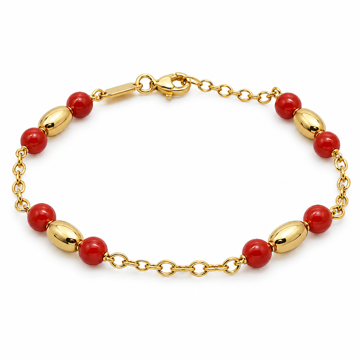 Bracciale - 18 carati Oro giallo Corallo - Made in Italy - HandMade