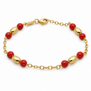 Bracciale - 18 carati Oro giallo Corallo - Made in Italy - HandMade