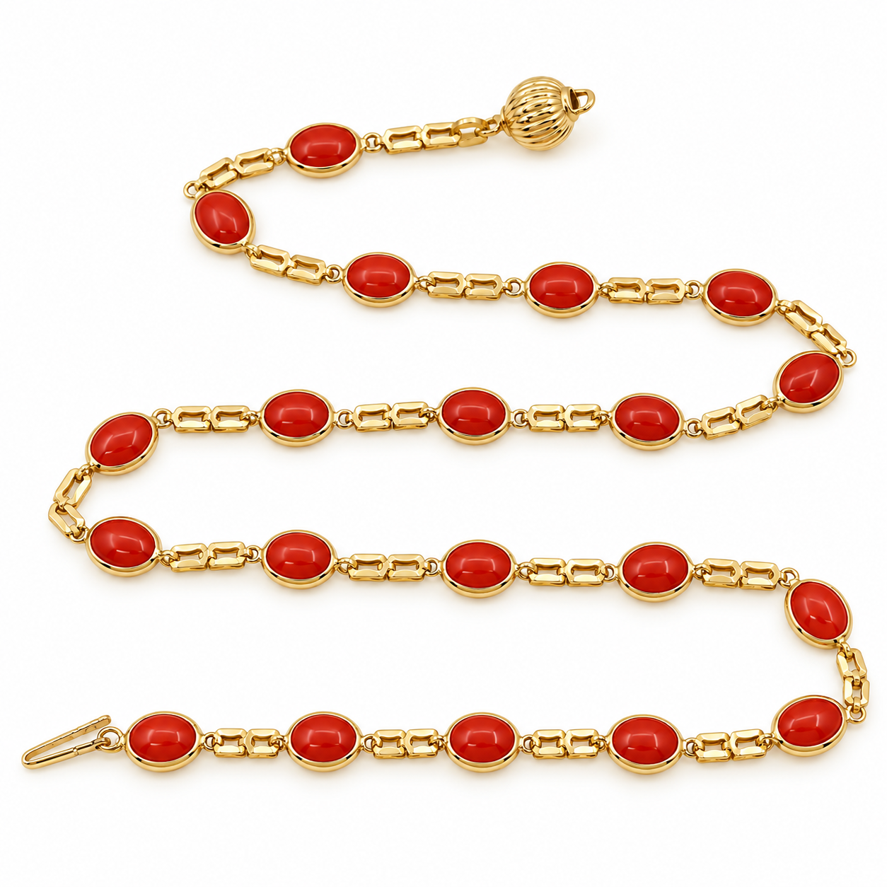Collana - 18 carati Oro giallo - 16ct. tw. Corallo - Made in Italy - HandMade
