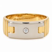 Anello - 18 carati Oro giallo, Oro bianco - 0.04ct. tw. Diamante (Naturale) - Made in Italy - Handmade