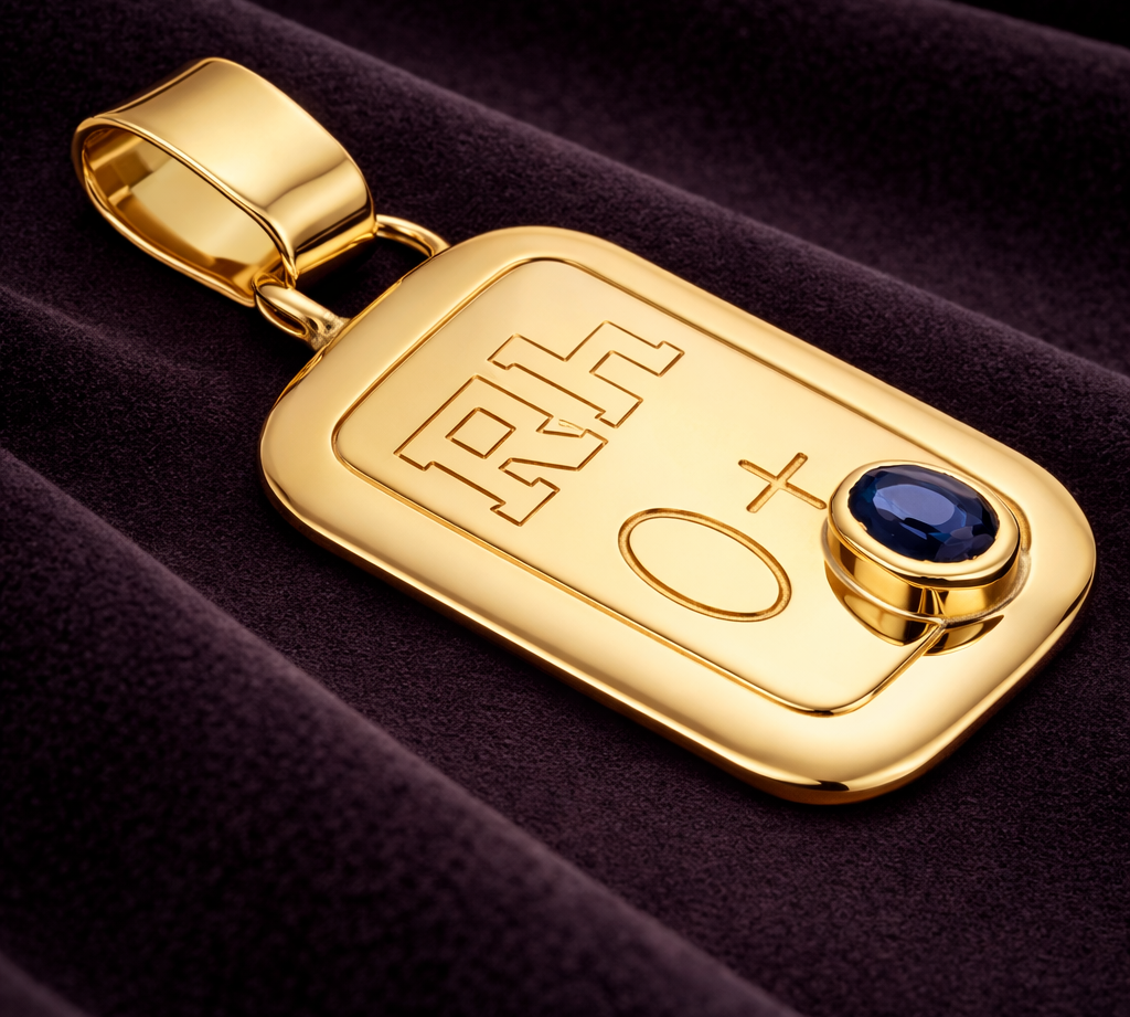 Goldbloodtypependantwithsapphire.png