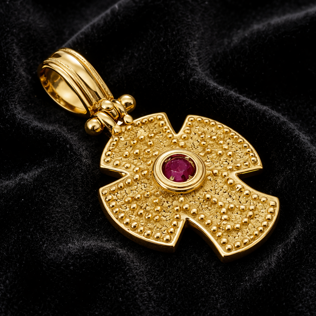 Ciondolo - 18 carati Oro giallo - 0.04ct. tw. Rubino