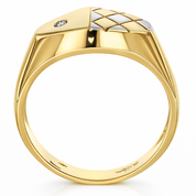 Anello - 18 carati Oro giallo, Oro bianco - 0.02ct. tw. Diamante (Naturale)