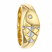 Anello - 18 carati Oro giallo, Oro bianco - 0.02ct. tw. Diamante (Naturale)