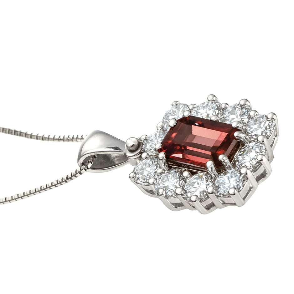 Collana con ciondolo - 18 carati Oro bianco - 1.44ct. tw. Tormalina - Diamante