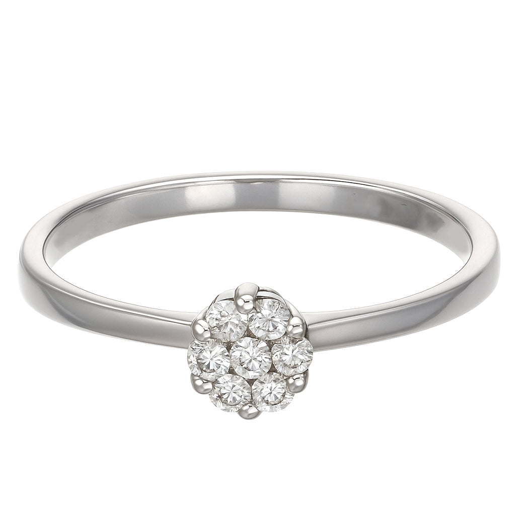 Anello - 18 carati Oro bianco - 0.12ct. tw. Diamante (Naturale)