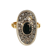 14 carati Oro giallo, Argento 925 - Anello- Zaffiro -Diamanti