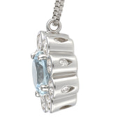 Collana con ciondolo - 18 carati Oro bianco - 0.89ct. tw. Acquamarina - Diamante