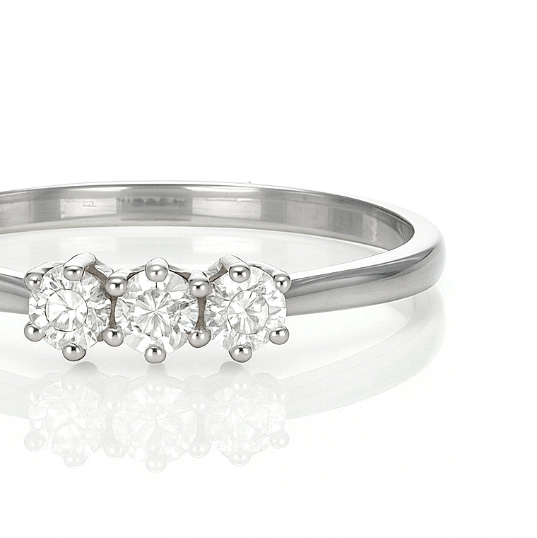 Anello - 18 carati Oro bianco - 0.18ct. tw. Diamante (Naturale)