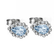 Orecchini - 18 carati Oro bianco Acquamarina - Diamante