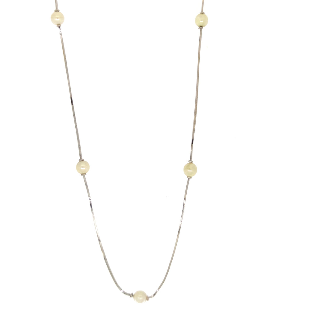 18 carati Oro bianco - Collana - Perle Akoya 6.29 mm