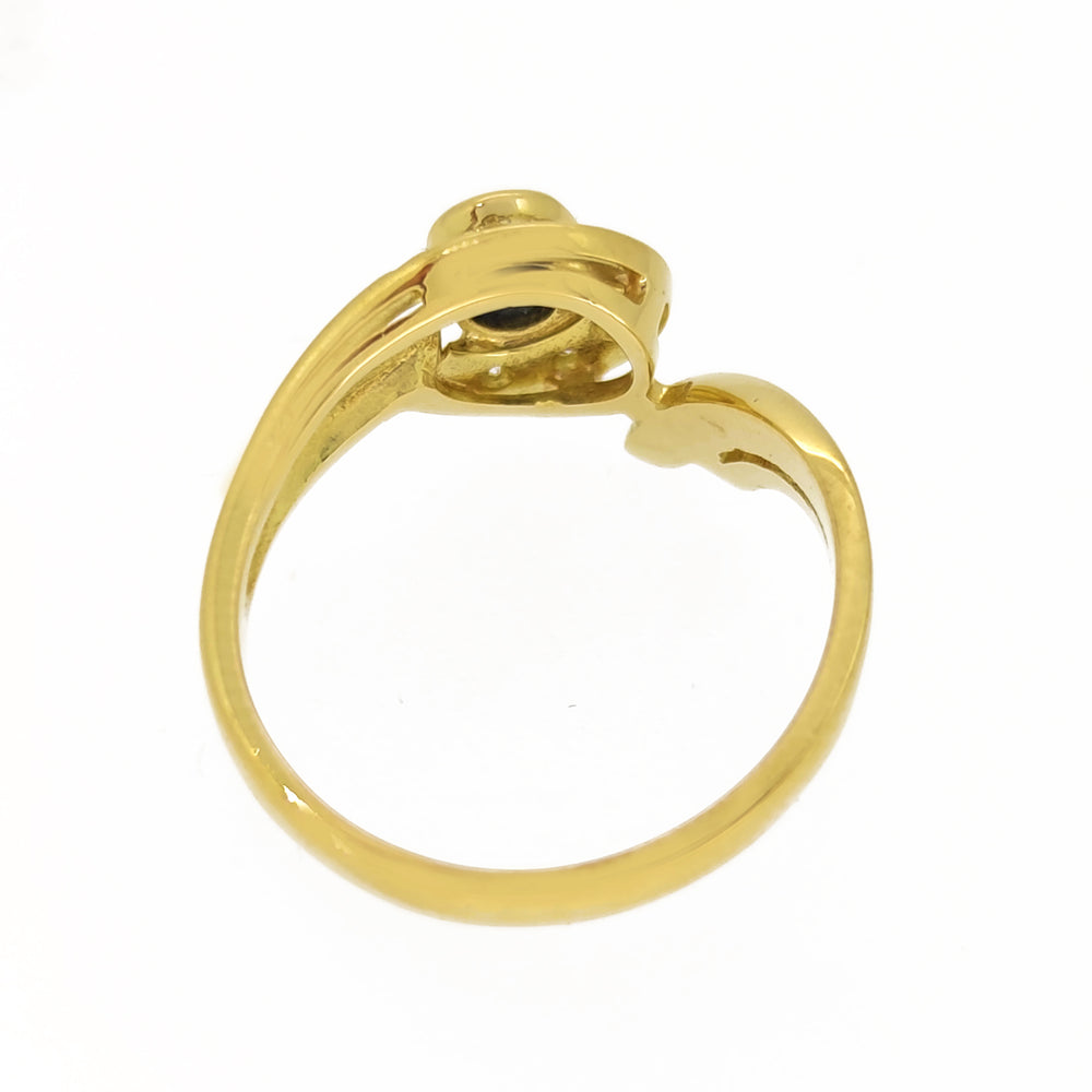 Anello - 18 carati Oro giallo - 0.11ct. tw. Diamante - Zaffiro