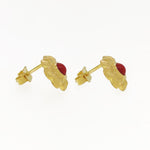 18 carati Oro giallo - Orecchini - Corallo rosso del mediterraneo Diametro 3.00 mm