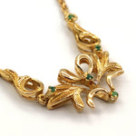 18 carati Oro - Collana con ciondolo Smeraldi - Ct 0.03 Diamanti