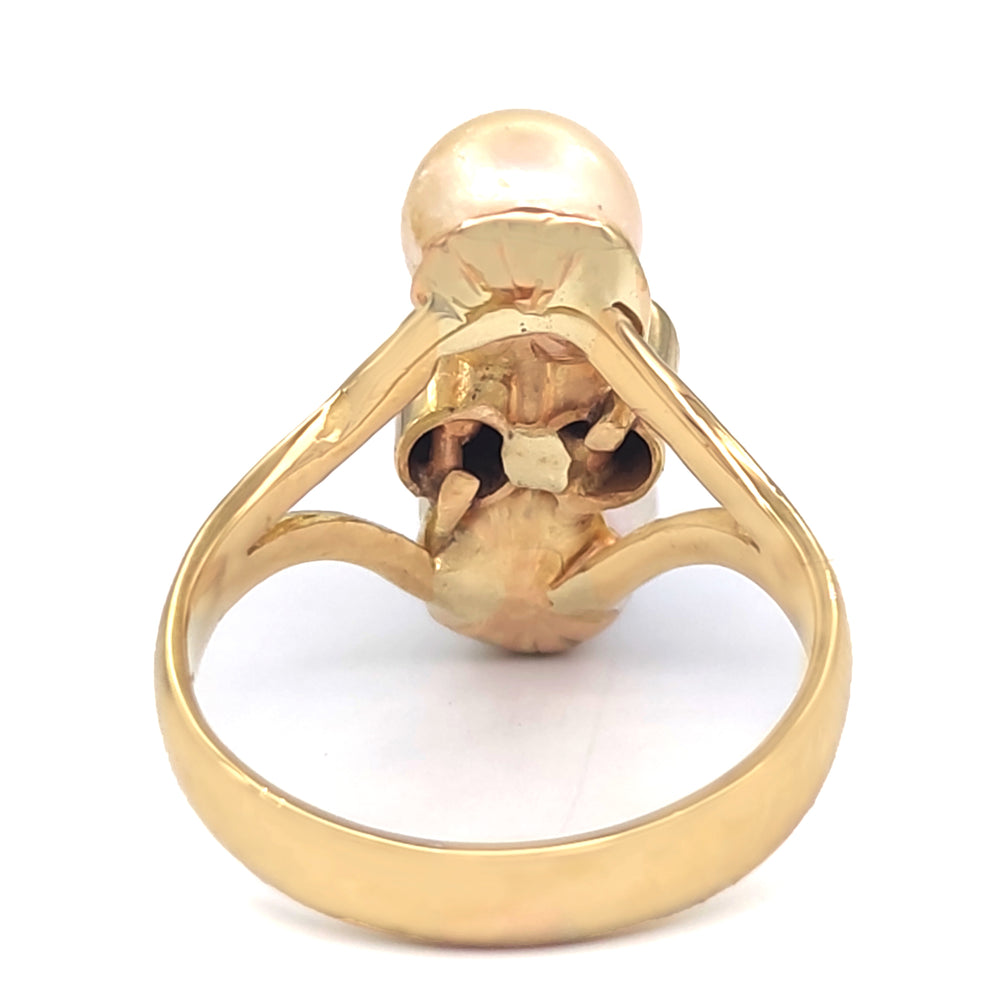 Anello - Oro 18 kt - Oro giallo - 0.50ct. Diamante - Perla