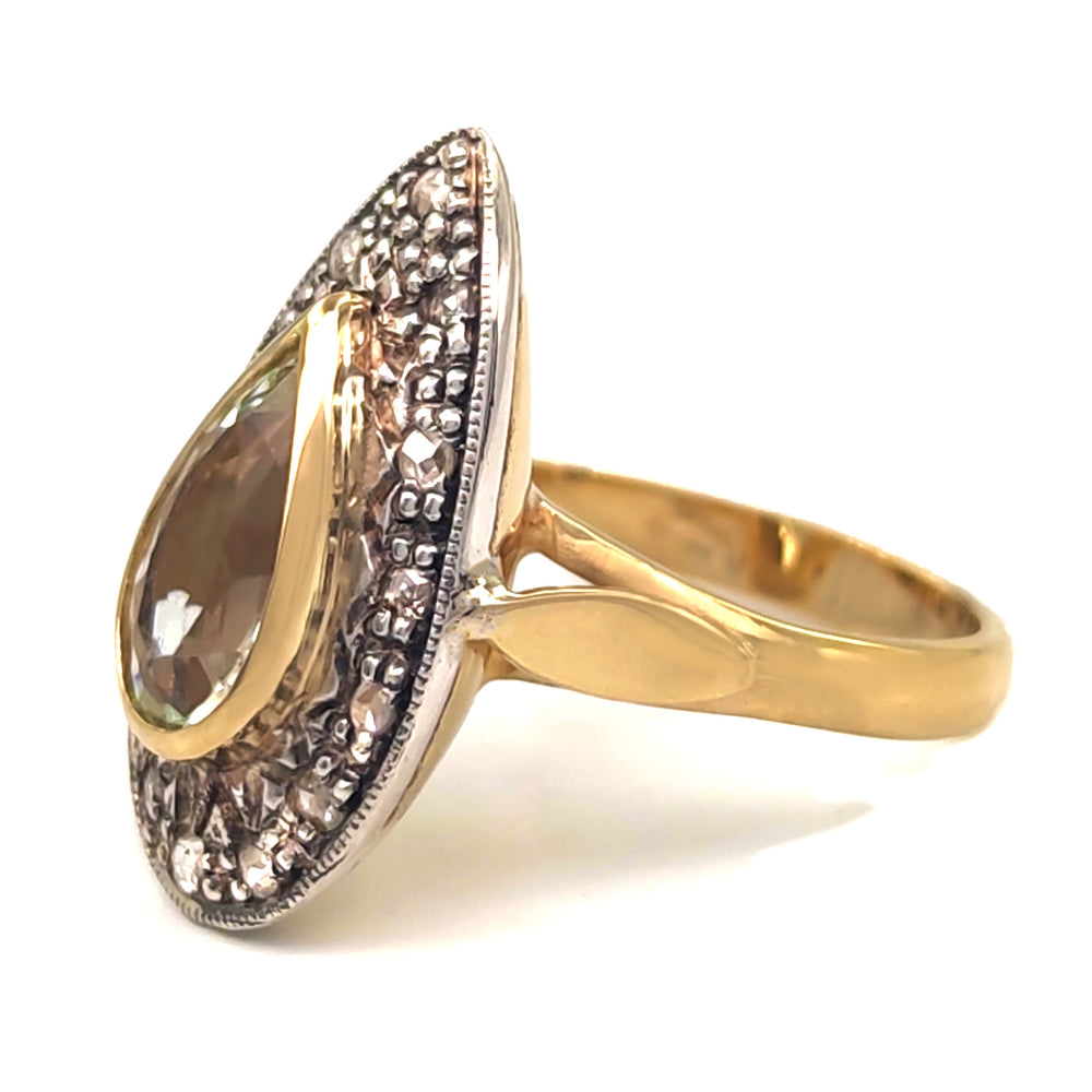 14 carati Oro giallo, Argento 925 - Anello - Ametista - Diamanti