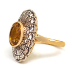 14 carati  Oro giallo, Argento 925- Anello - Quarzo- Diamanti