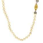 18 carati Oro giallo - Oro bianco - Collana   0.84 ct Diamante - Perle Akoya 6.90 mm