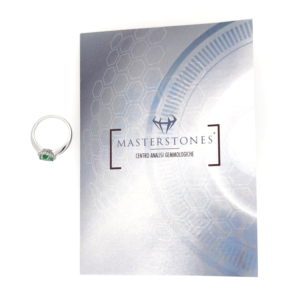 18 carati Oro bianco - Anello Smeraldo - Ct 0.25 Diamanti - Masterstones n 523PT289