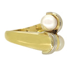 18 carati Oro Giallo - Oro bianco - Anello - Perle Akoya 7.38 mm