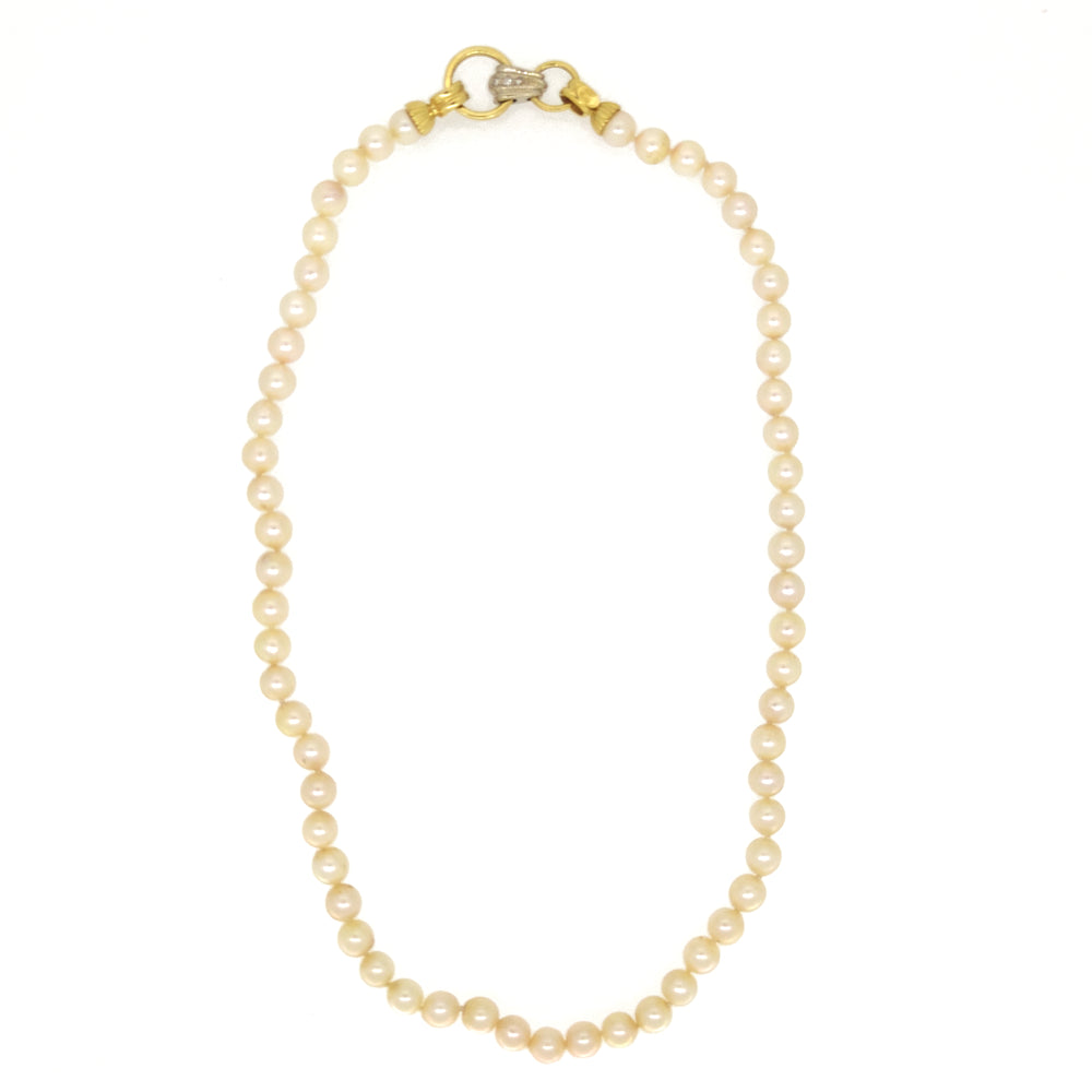 18 carati Oro, Oro bianco - Collana con ciondolo - 0.05 ct Diamante - Perle Akoya da 6.00 a 9.00 mm