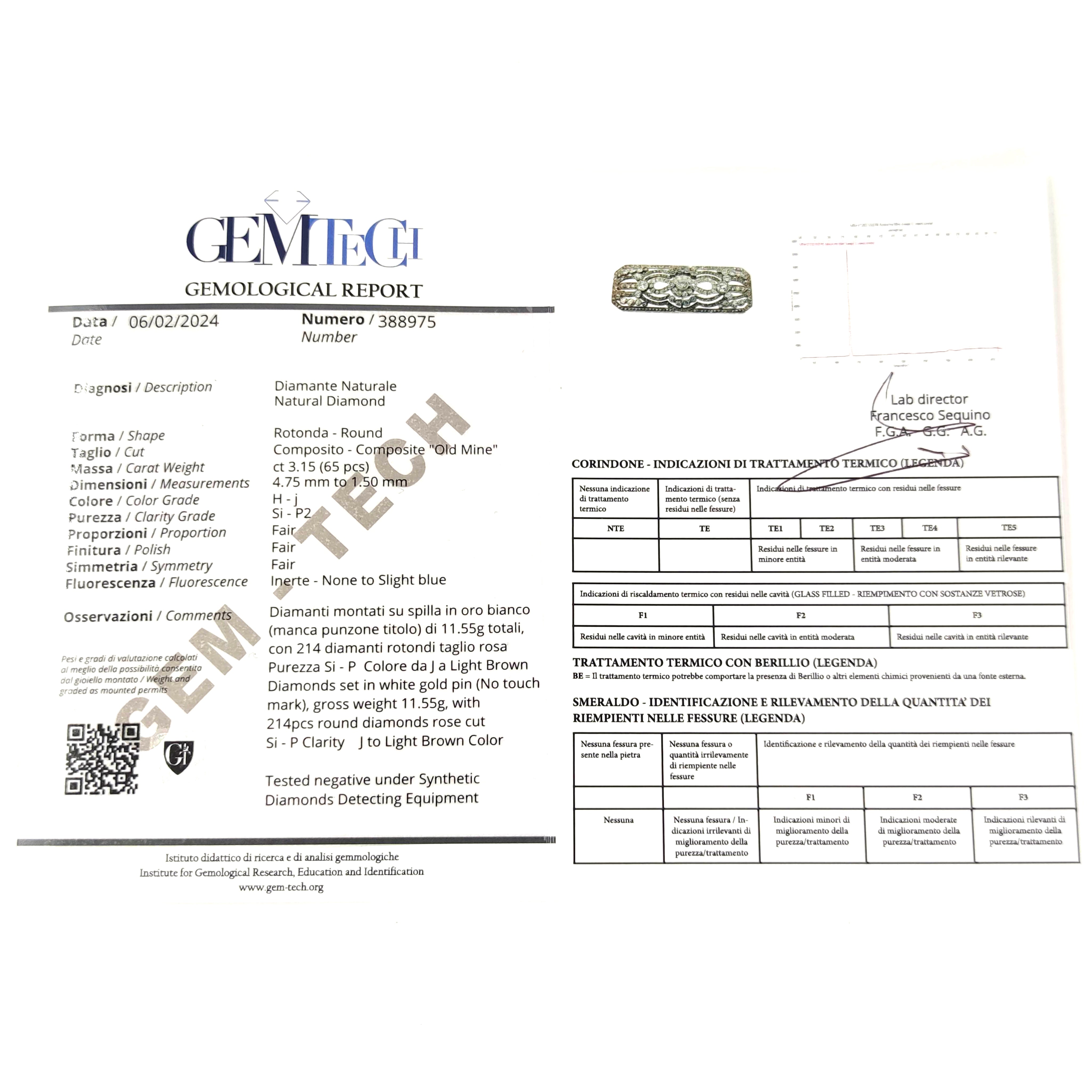 Spilla - 18 carati Oro bianco - 5.85ct. tw. Diamante (Naturale)