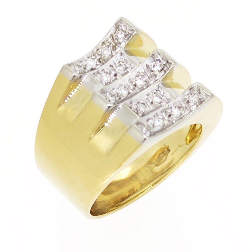 18 carati Oro bianco, Oro giallo - Anello - 0.16 ct Diamanti