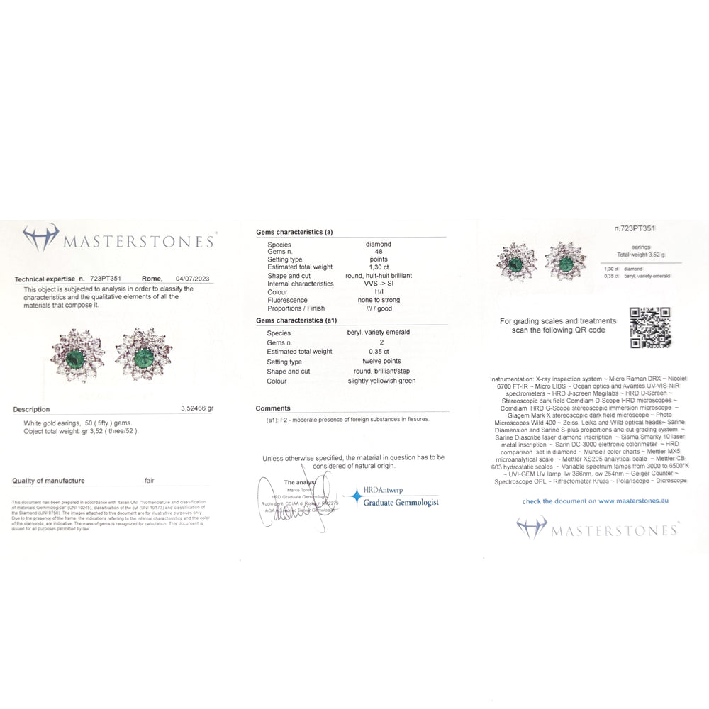 18 carati Oro bianco - Orecchini Smeraldo - 2.48 ct Diamonds