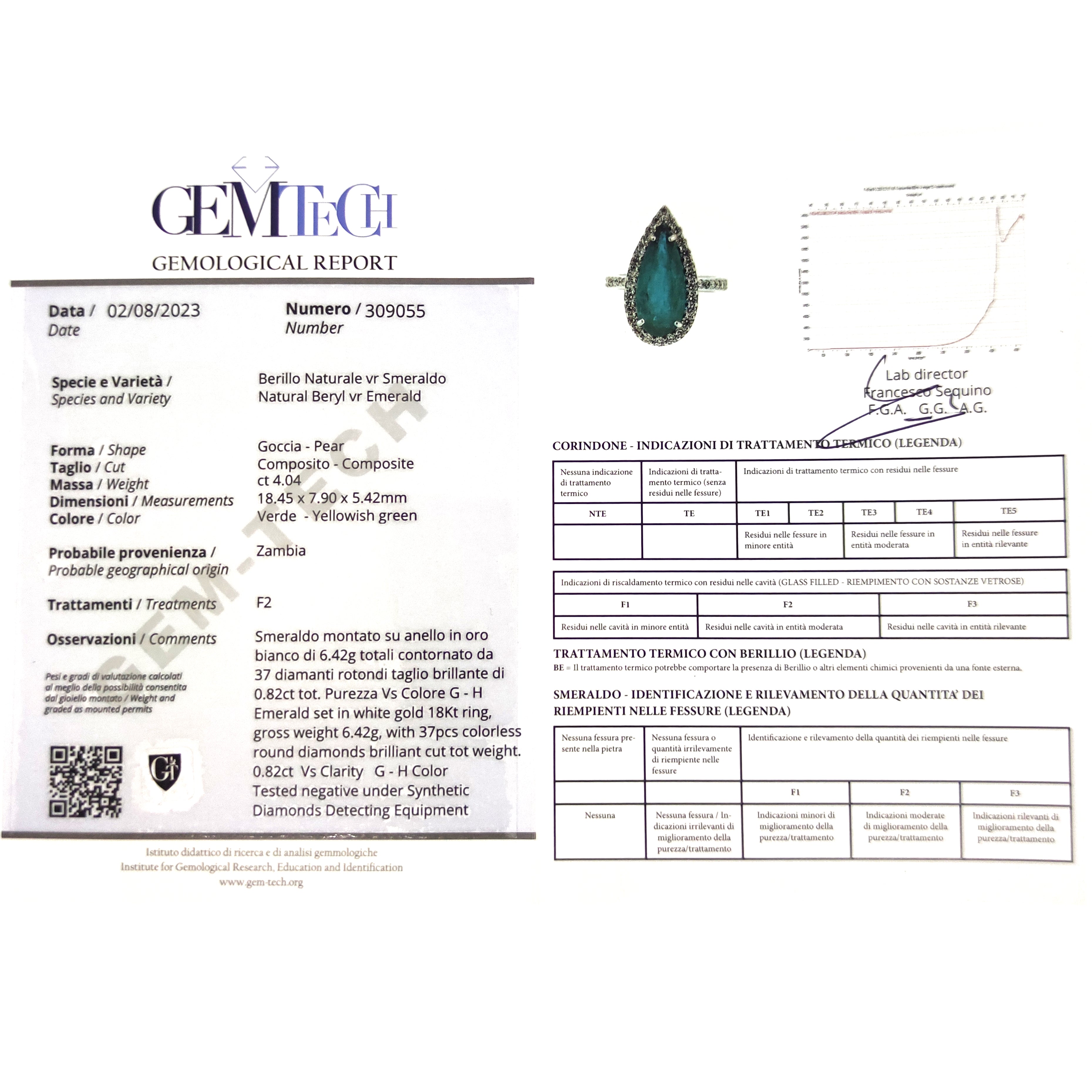 Anello - 18 carati Oro bianco - 4.86ct. tw. Smeraldo - Diamante