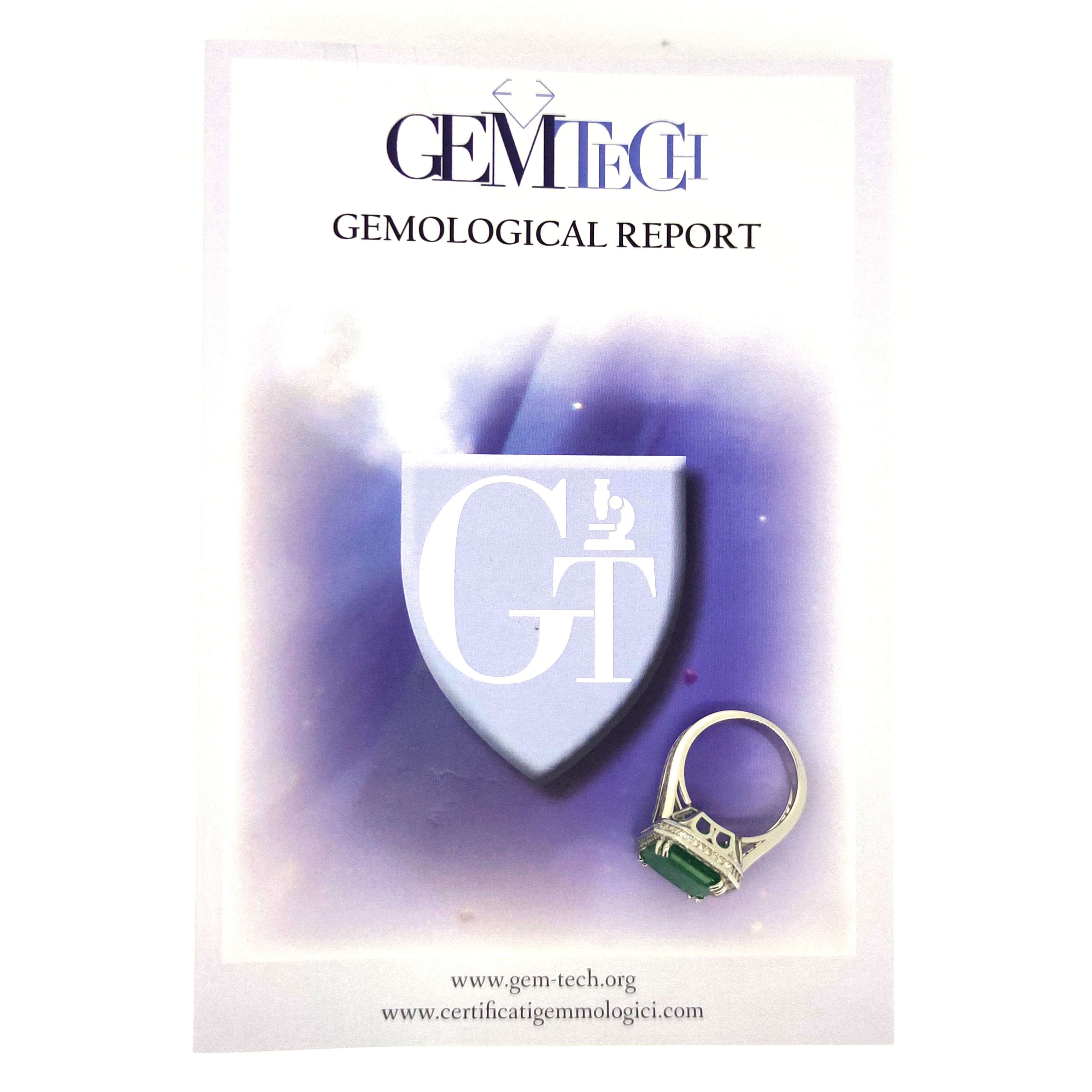 Anello - 18 carati Oro bianco - 10.20ct. tw. Smeraldo - Diamante