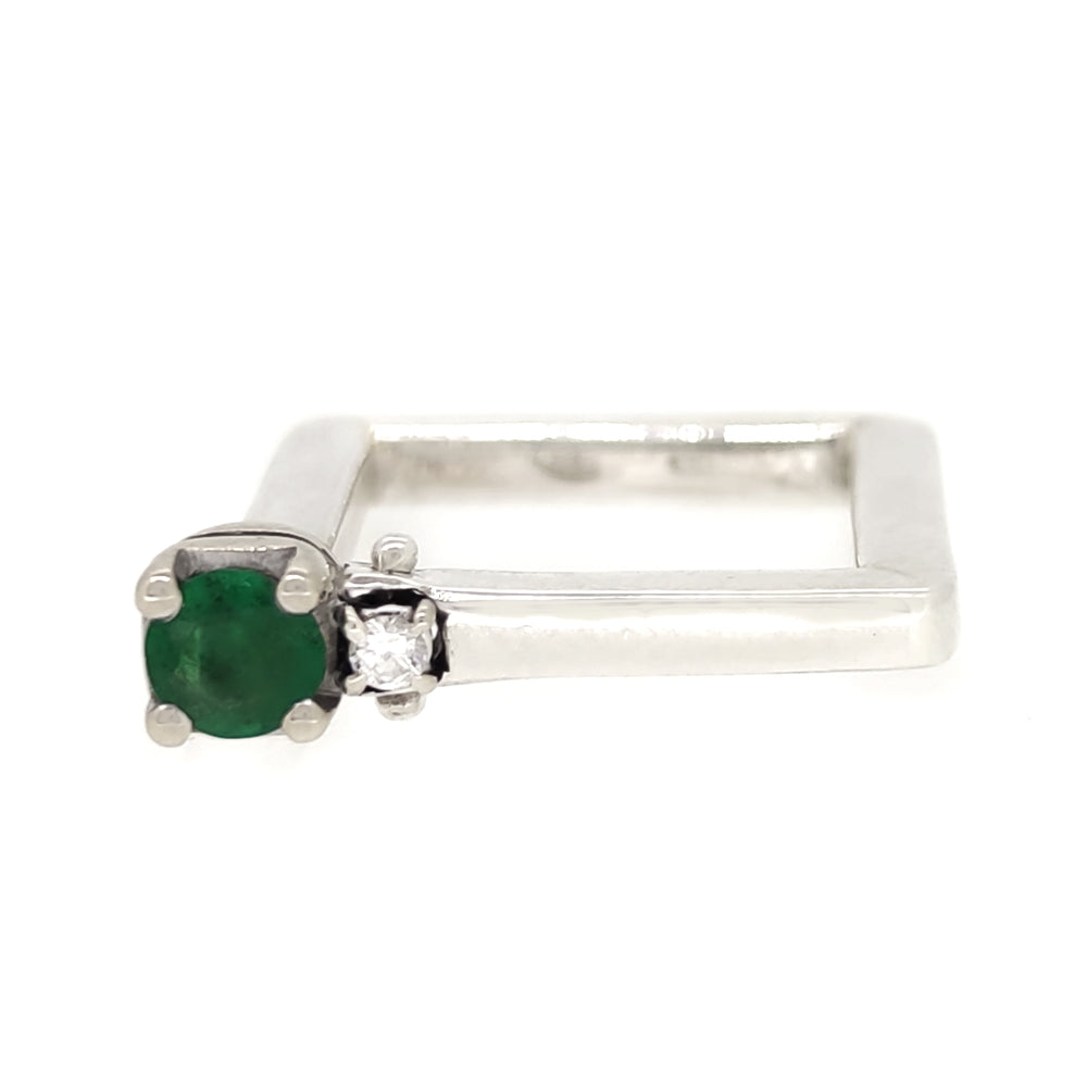 925 carati argento - Anello con smeraldo e zircone