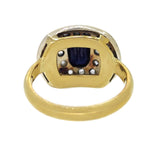14 carati Oro giallo, Argento 925 - Anello- Zaffiro -Diamanti