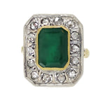 14 carati Oro giallo, Argento 925 - Anello - Smeraldo - Diamanti