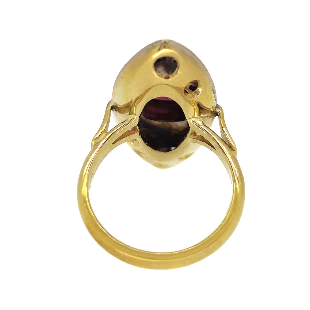 14 carati Oro giallo, Argento 925 - Anello - Tormalina- Diamanti