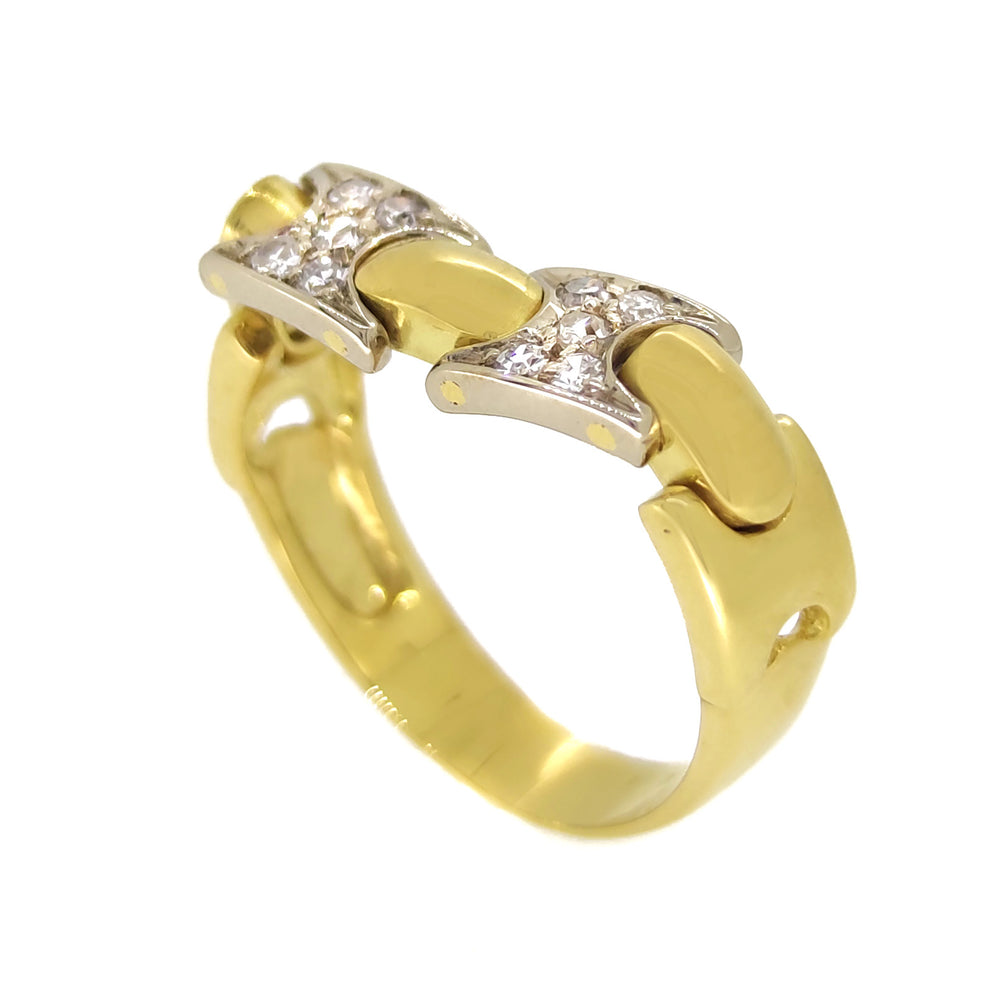 18 carati Oro bianco, oro giallo - Anello - 0.15 ct Diamante