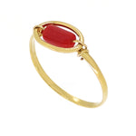 18 carati Oro giallo - Anello - Corallo rosso del mediterraneo da 3.32x5.70 mm