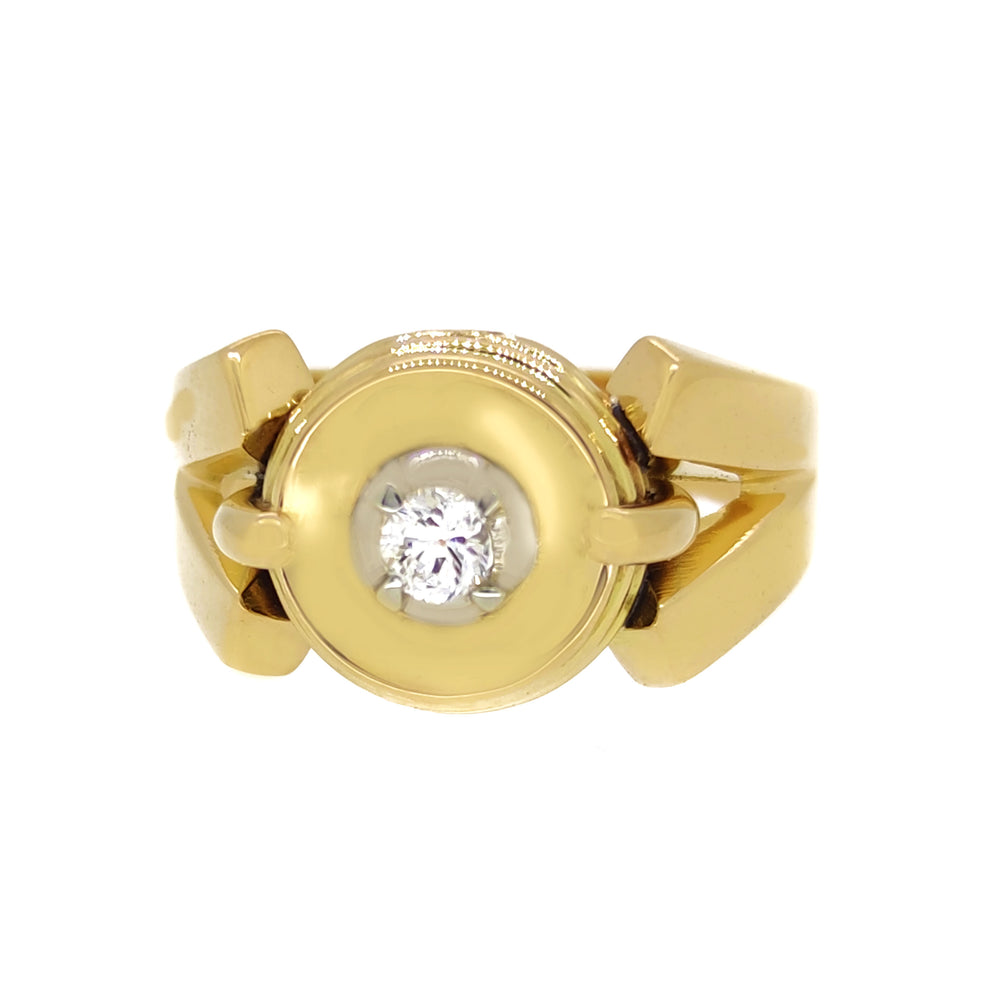 18 carati Oro Giallo Oro Bianco - Anello - 0.12 ct Diamante