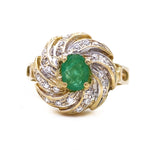 anello18 carati Oro giallo- Anello - Zirconi - Smeraldi
