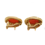 18 carati Oro giallo - Orecchini - Corallo rosso del mediterraneo 8.60 x 11.60 mm - Zirconi