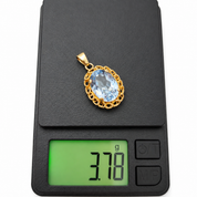 Ciondolo - 18 carati Oro giallo - 6ct. tw. Acquamarina - Made in Italy - HandMade