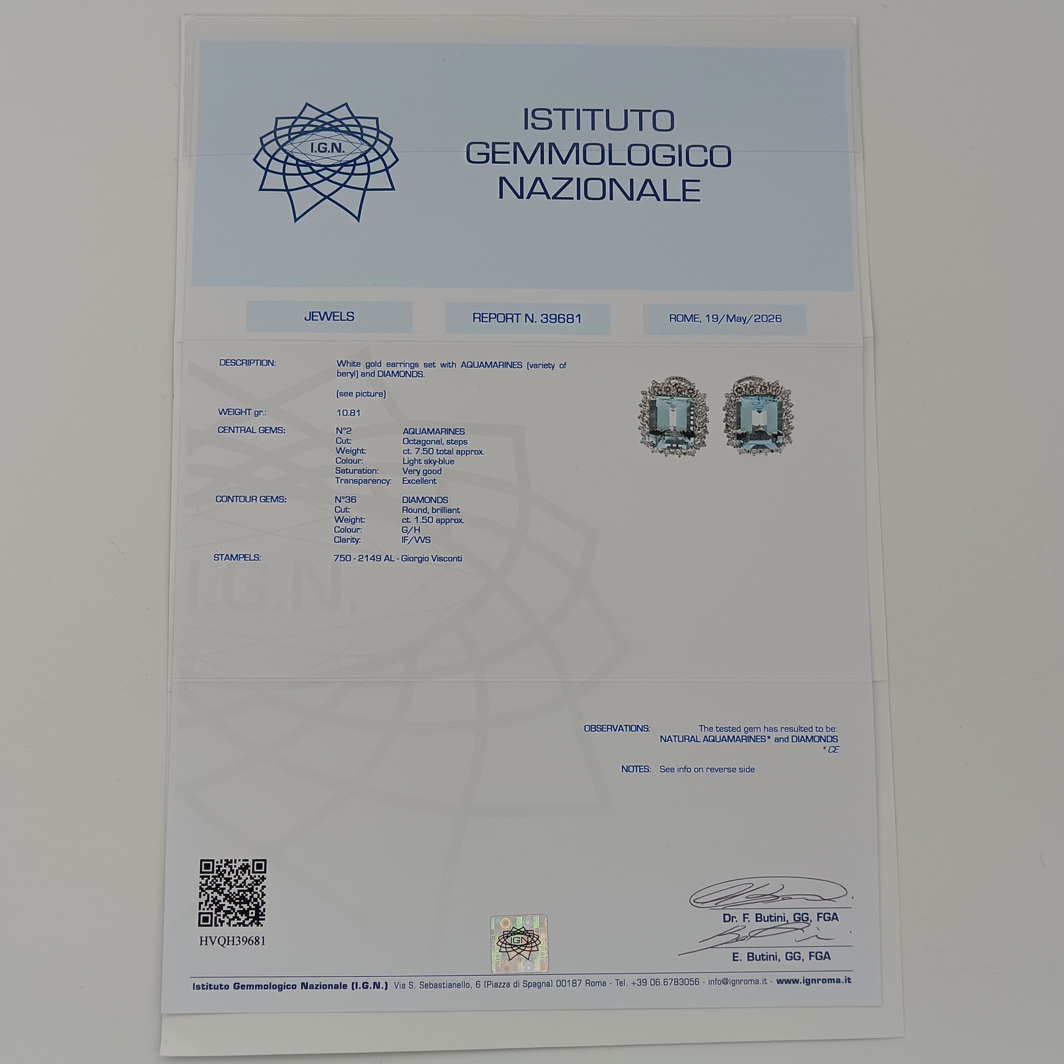 Orecchini - 18 carati Oro bianco - 9.00ct. tw. Acquamarina - Diamante - Made in Italy - Handmade
