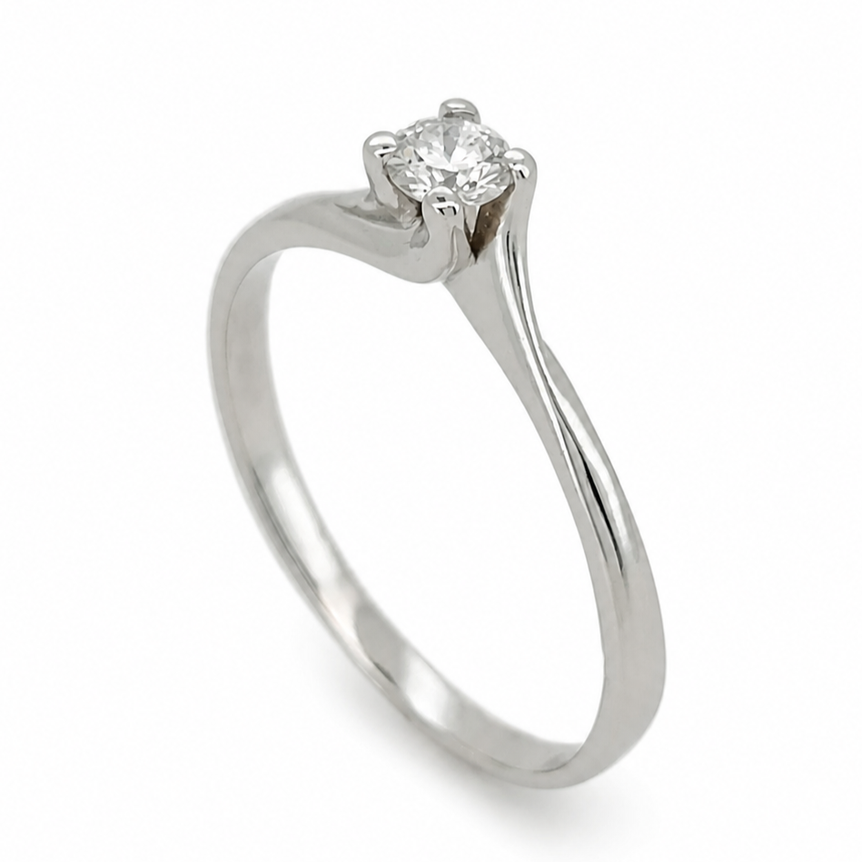 Anello - 18 carati Oro bianco - 0.15ct. tw. Diamante (Naturale) - Made in Italy - Handmade