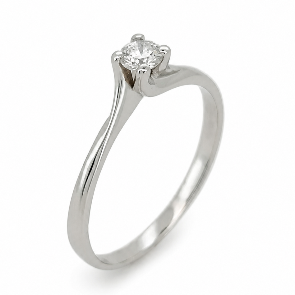 Anello - 18 carati Oro bianco - 0.15ct. tw. Diamante (Naturale) - Made in Italy - Handmade