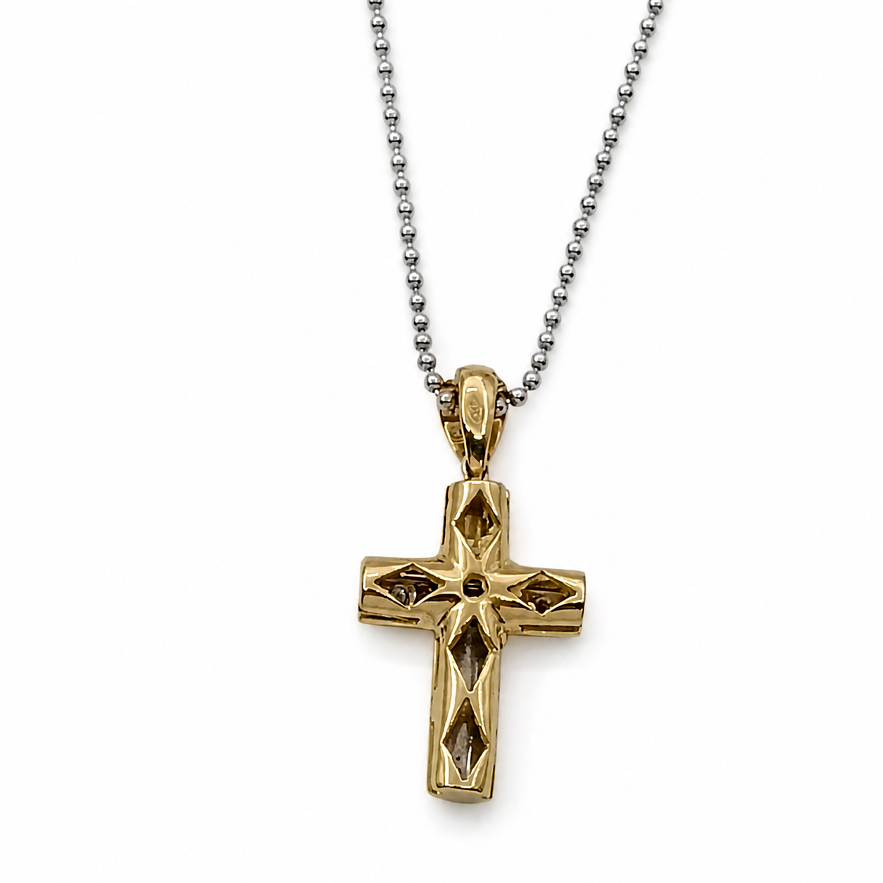 Collana con ciondolo - 18 carati Oro bianco, Oro giallo - 0.04ct. tw. Diamante (Naturale) - Made in Italy - Handmade