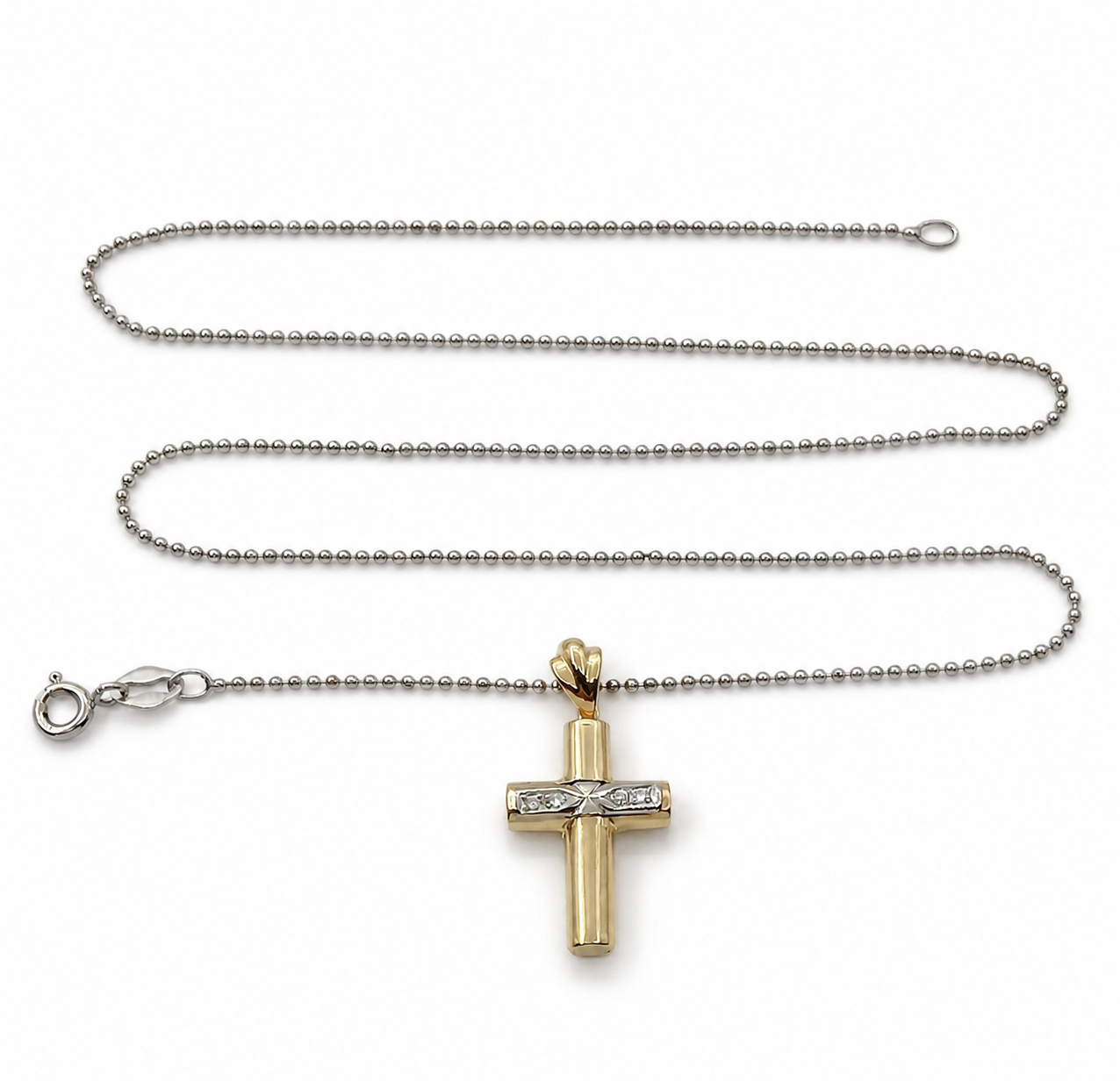 Collana con ciondolo - 18 carati Oro bianco, Oro giallo - 0.04ct. tw. Diamante (Naturale) - Made in Italy - Handmade