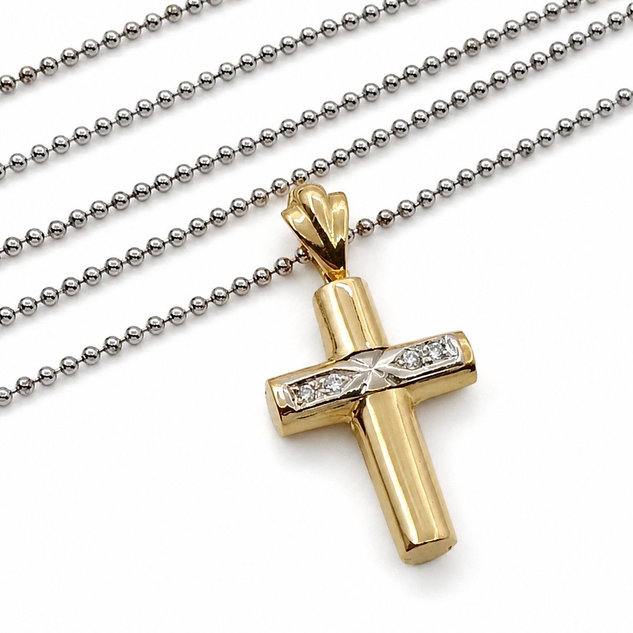 Collana con ciondolo - 18 carati Oro bianco, Oro giallo - 0.04ct. tw. Diamante (Naturale) - Made in Italy - Handmade