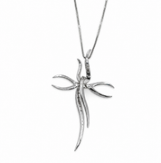 Collana con ciondolo - 18 carati Oro bianco - 0.08ct. tw. Diamante (Naturale) - Made in Italy - Handmade