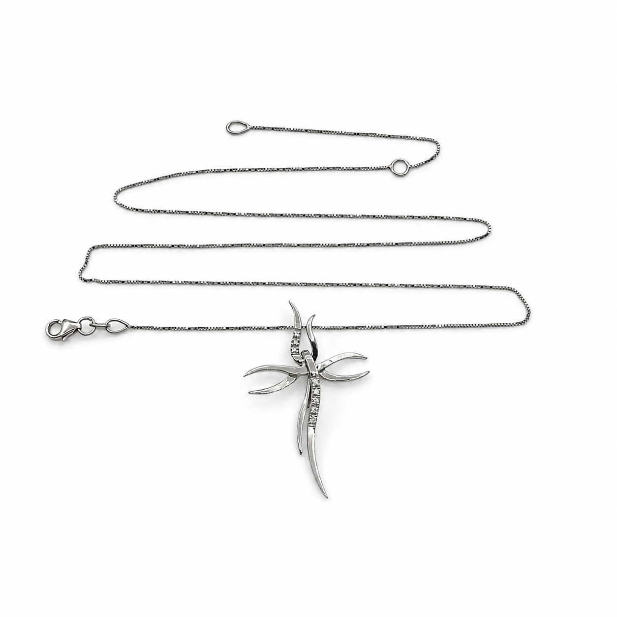 Collana con ciondolo - 18 carati Oro bianco - 0.08ct. tw. Diamante (Naturale) - Made in Italy - Handmade