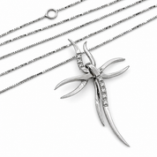 Collana con ciondolo - 18 carati Oro bianco - 0.08ct. tw. Diamante (Naturale) - Made in Italy - Handmade